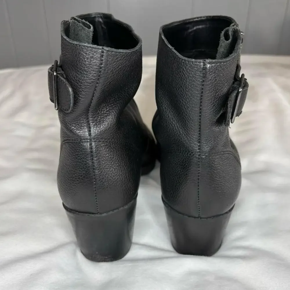 Leather Black Booties Silver Hardware sz 9.5